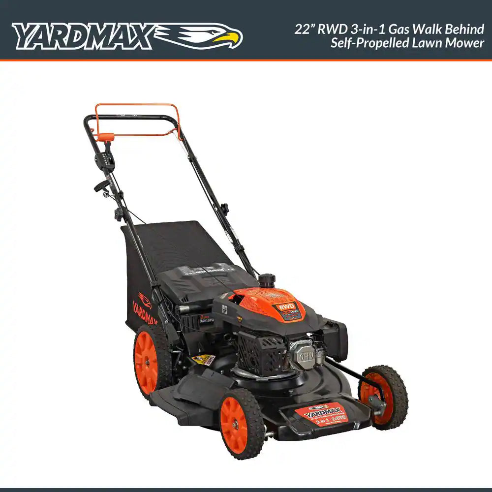22 In. 201 Cc SELECT PACE 6 Speed CVT High Wheel RWD 3-In-1 Gas Walk behind Self Propelled Lawn Mower