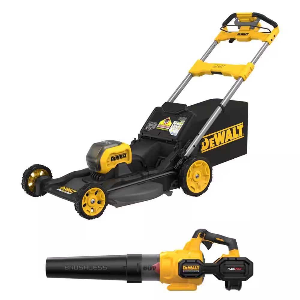 FLEXVOLT 1 X 60V MAX 21 In. Cordless Battery Powered Self Propelled Lawn Mower Kit and Cordless Blower (2) 4Ah Batteries