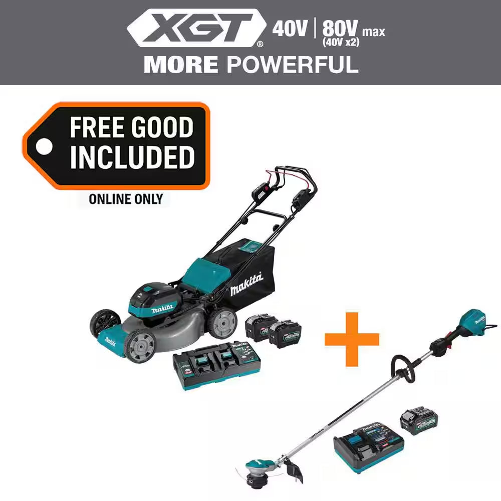 40V Max XGT Brushless 21 In. Walk behind Self-Propelled Mower Kit (8.0Ah) with XGT Brushless String Trimmer Kit (4.0 Ah)