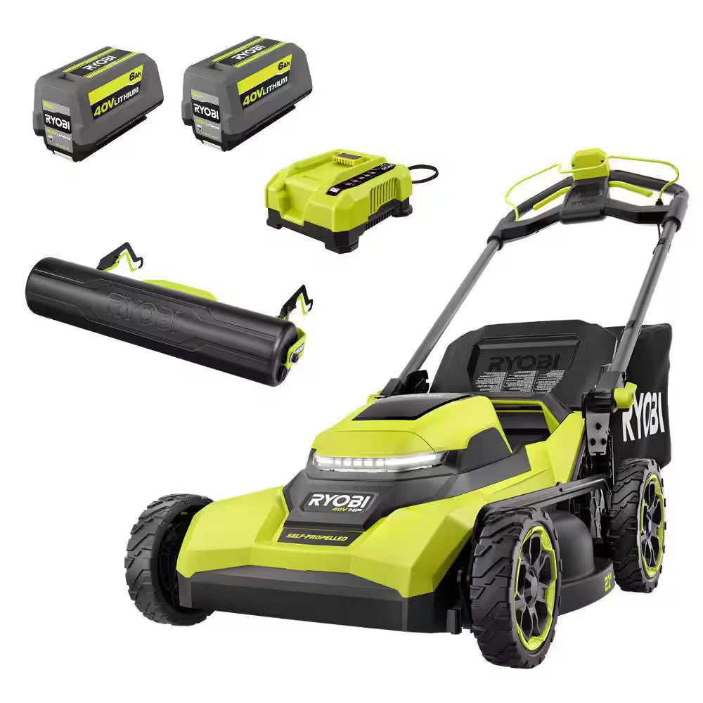 40V HP Brushless 21 In. Cordless Self-Propelled Lawn Mower with Lawn Striper Kit and (2) 6. 0Ah Batteries and Charger