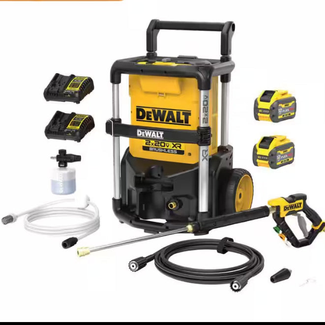 20V MAX 1600 PSI 1.2 GPM Cold Water Cordless Pressure Washer Kit with (2) FLEXVOLT 12 Ah Batteries and (2) Chargers