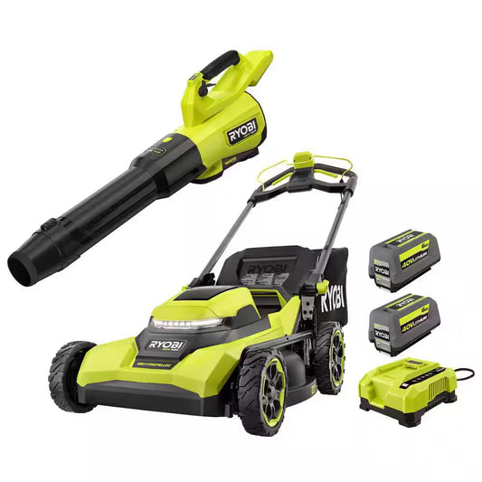 40V HP Brushless 21" Cordless Walk behind Self-Propelled Mower W/ 800 CFM Leaf Blower, (2) 6.0 Ah Batteries, & Charger