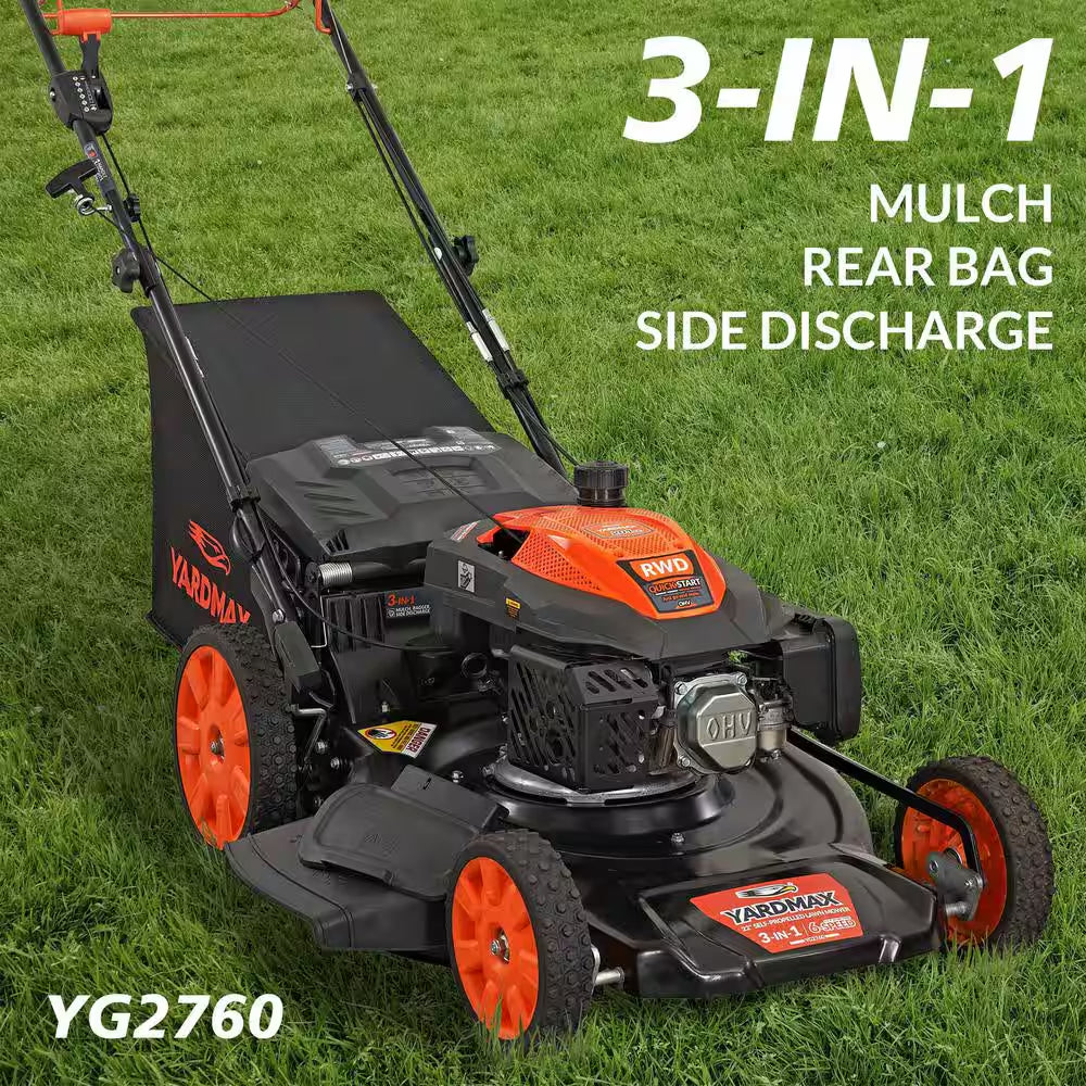 22 In. 201 Cc SELECT PACE 6 Speed CVT High Wheel RWD 3-In-1 Gas Walk behind Self Propelled Lawn Mower