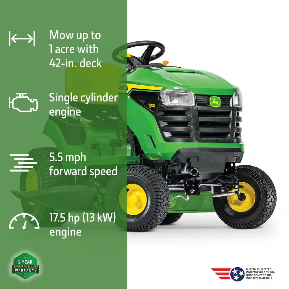S100 42 In. 17.5 HP Gas Hydrostatic Riding Lawn Mower