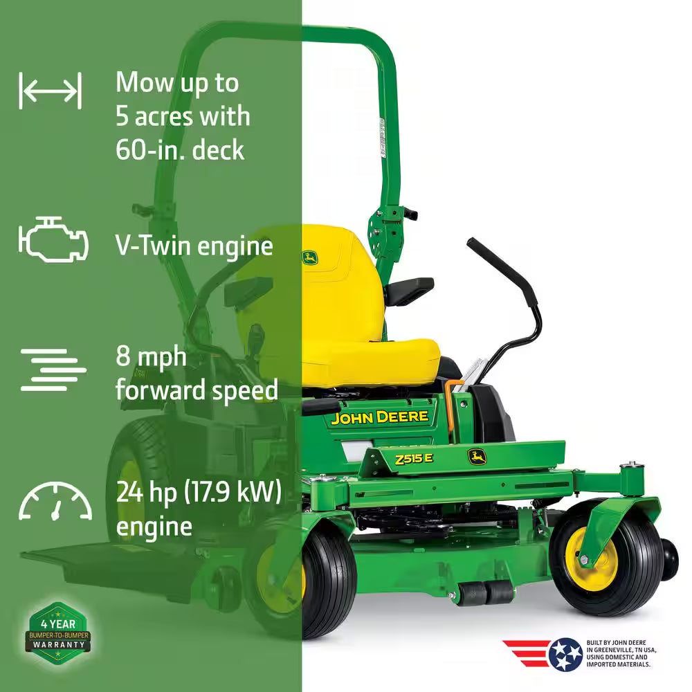 Z515E 60 In. 24 HP V-Twin ELS Gas Dual Hydrostatic Zero Turn Riding Lawn Mower