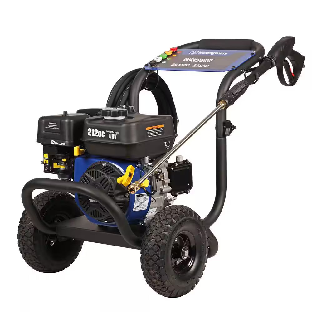 3600 PSI 2.7 GPM 212Cc Gas Powered Triplex Pump Cold Water Pressure Washer with 5-Quick Connect Nozzles