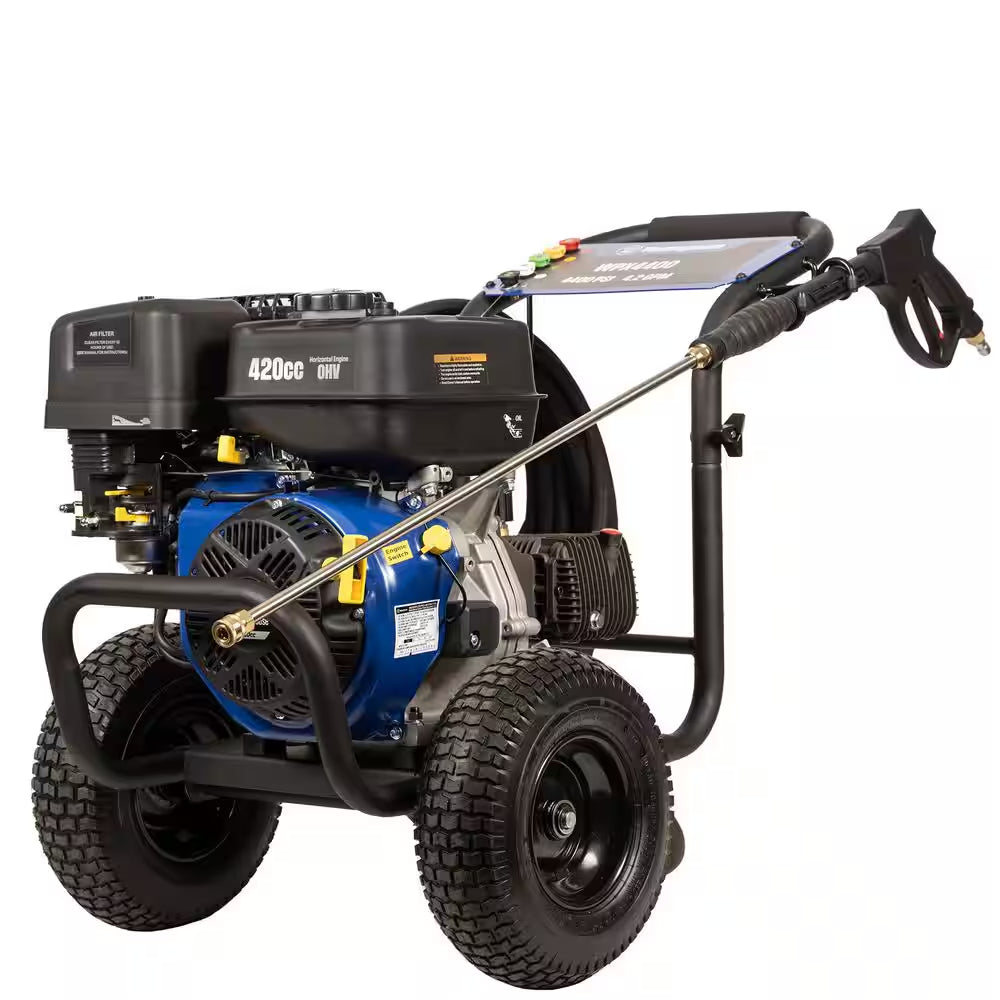 4400 PSI 4.2 GPM 420Cc Gas Powered Triplex Pump Cold Water Pressure Washer with 5-Quick Connect Nozzles