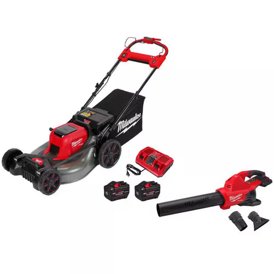 M18 FUEL Brushless Cordless 21 In. Walk behind Self-Propelled Mower with (2) 12Ah Battery, Charger & Dual Battery Blower