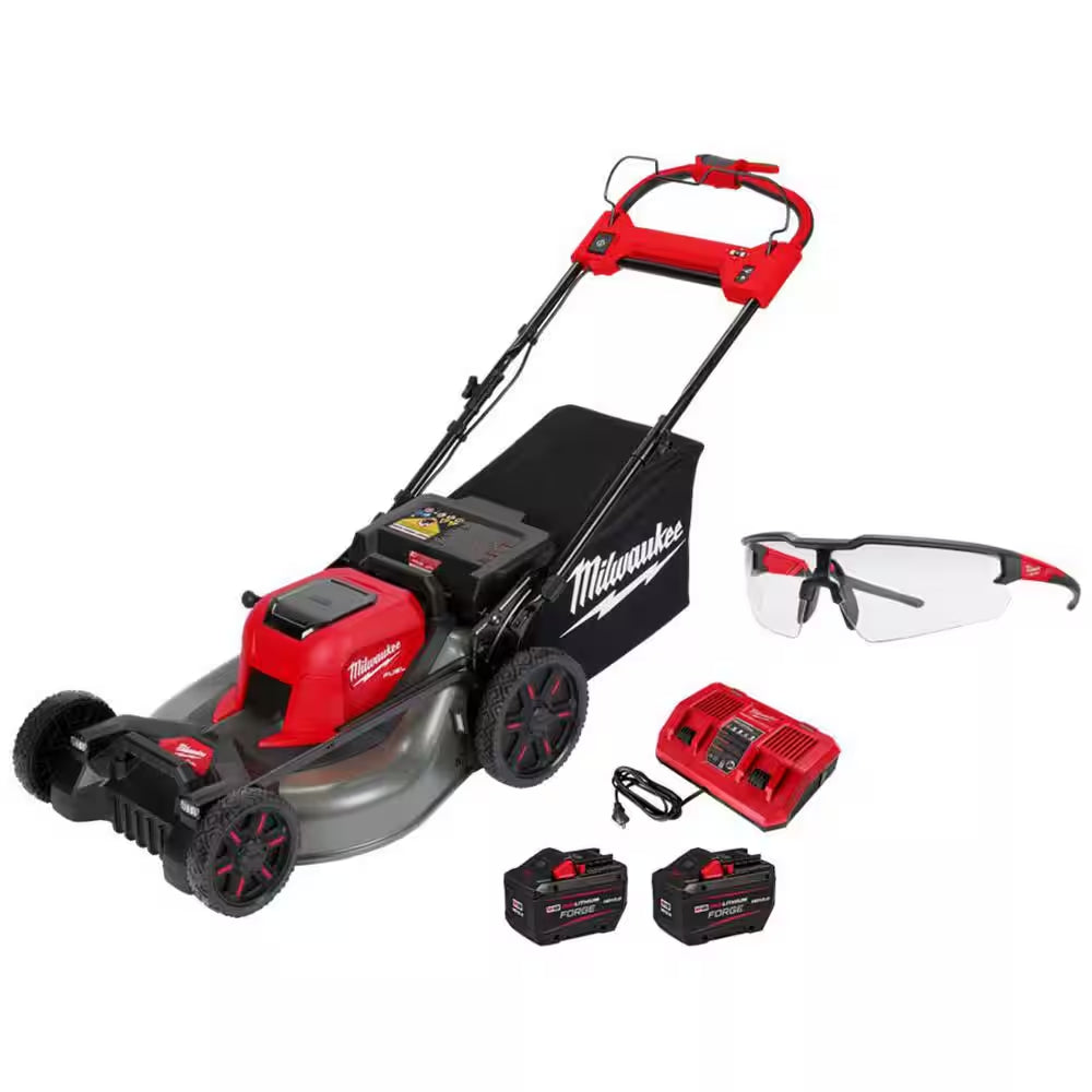M18 FUEL Brushless Cordless 21 In. Walk behind Dual Battery Self-Propelled Mower W/(2) 12Ah Batteries & Safety Glasses