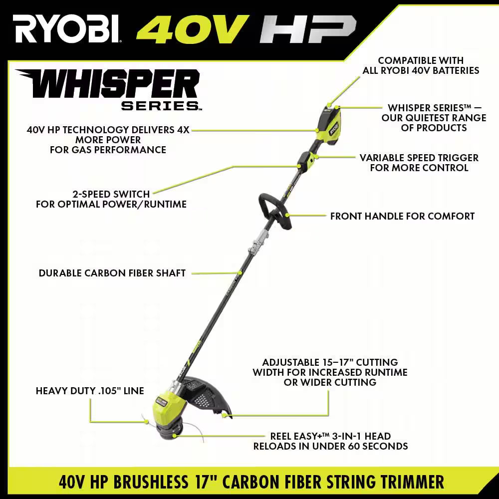 40V HP Brushless Whisper Series 21" Walk behind Self-Propelled All Wheel Drive Mower & Trimmer W/ 3 Batteries & Chargers