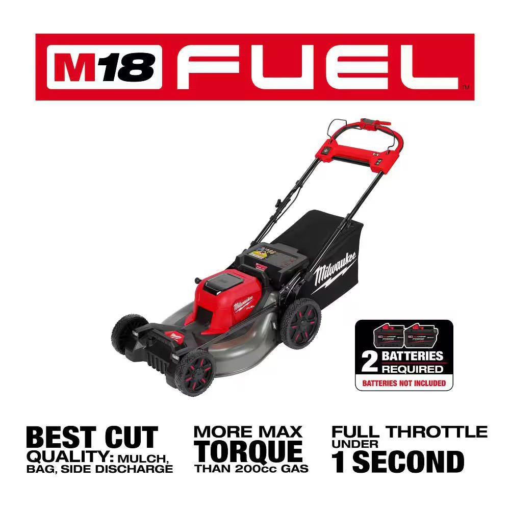 M18 FUEL Brushless Cordless 21 in Dual Battery Self-Propelled Mower W/ String Trimmer, Hedge Trimmer, Chainsaw
