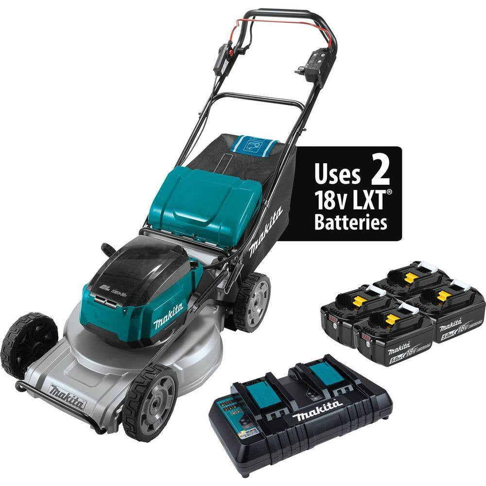 21 In. 18V X2 (36V) LXT Brushless Walk behind Self-Propelled Lawn Mower Kit (5.0Ah) with 18V X2 (36V) LXT Blower