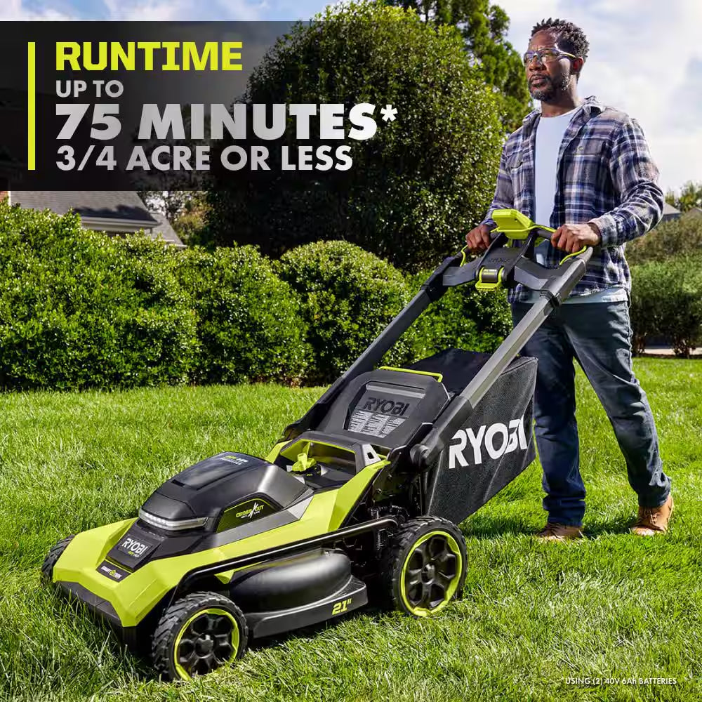 40V HP Brushless 21 In. Cordless Multi-Blade Self-Propelled Mower W/ Lawn Striper Kit & (2) 6.0Ah Batteries and Charger