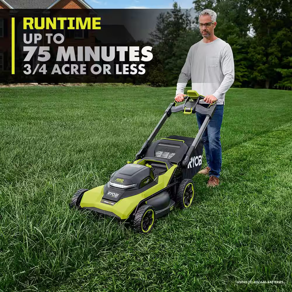 40V HP Brushless Whisper Series 21" Walk behind Self-Propelled All Wheel Drive Mower & Trimmer W/ 3 Batteries & Chargers