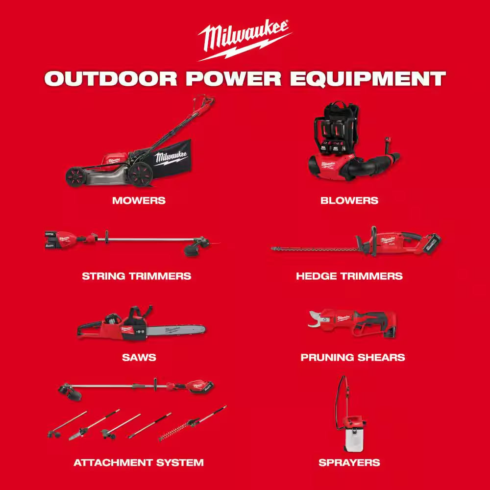 M18 FUEL 21 in Dual Battery Self-Propelled Mower W Blower, String Trimmer, Top Handle Chainsaw, (2) Batteries, Charger