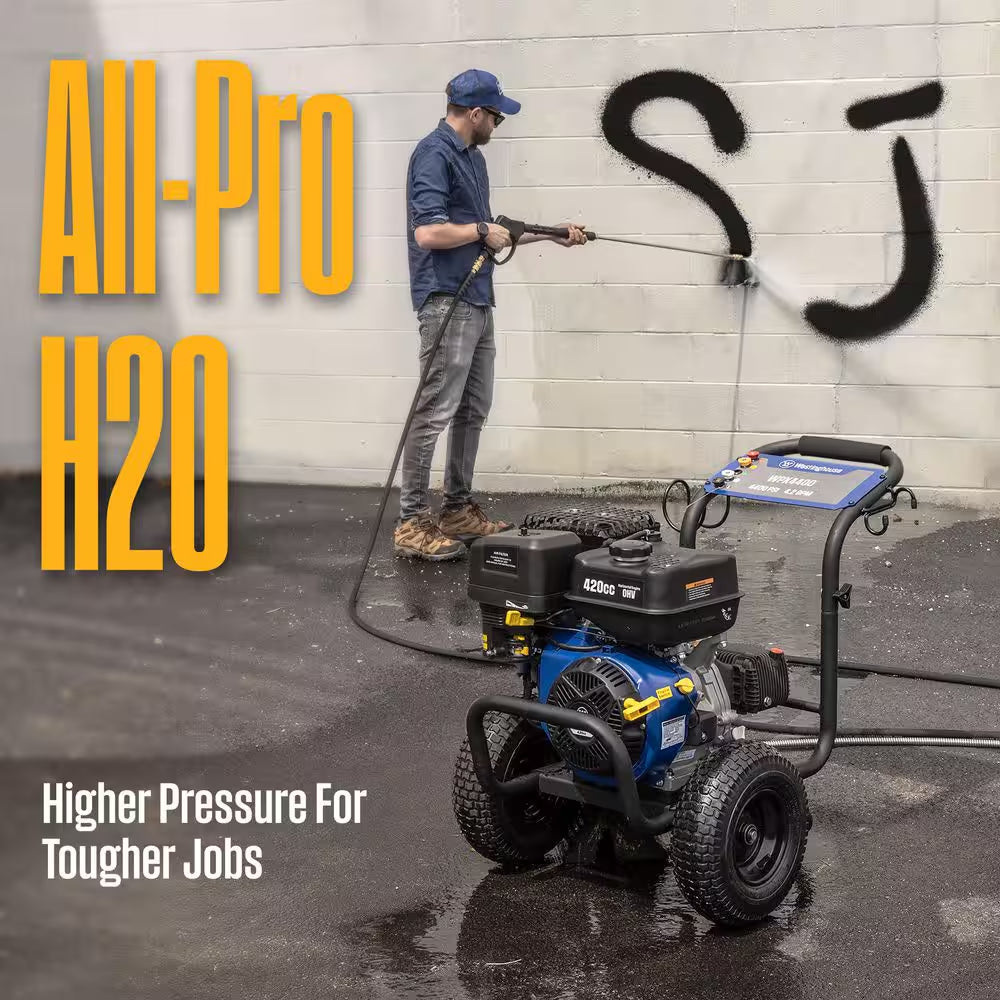 4400 PSI 4.2 GPM 420Cc Gas Powered Triplex Pump Cold Water Pressure Washer with 5-Quick Connect Nozzles