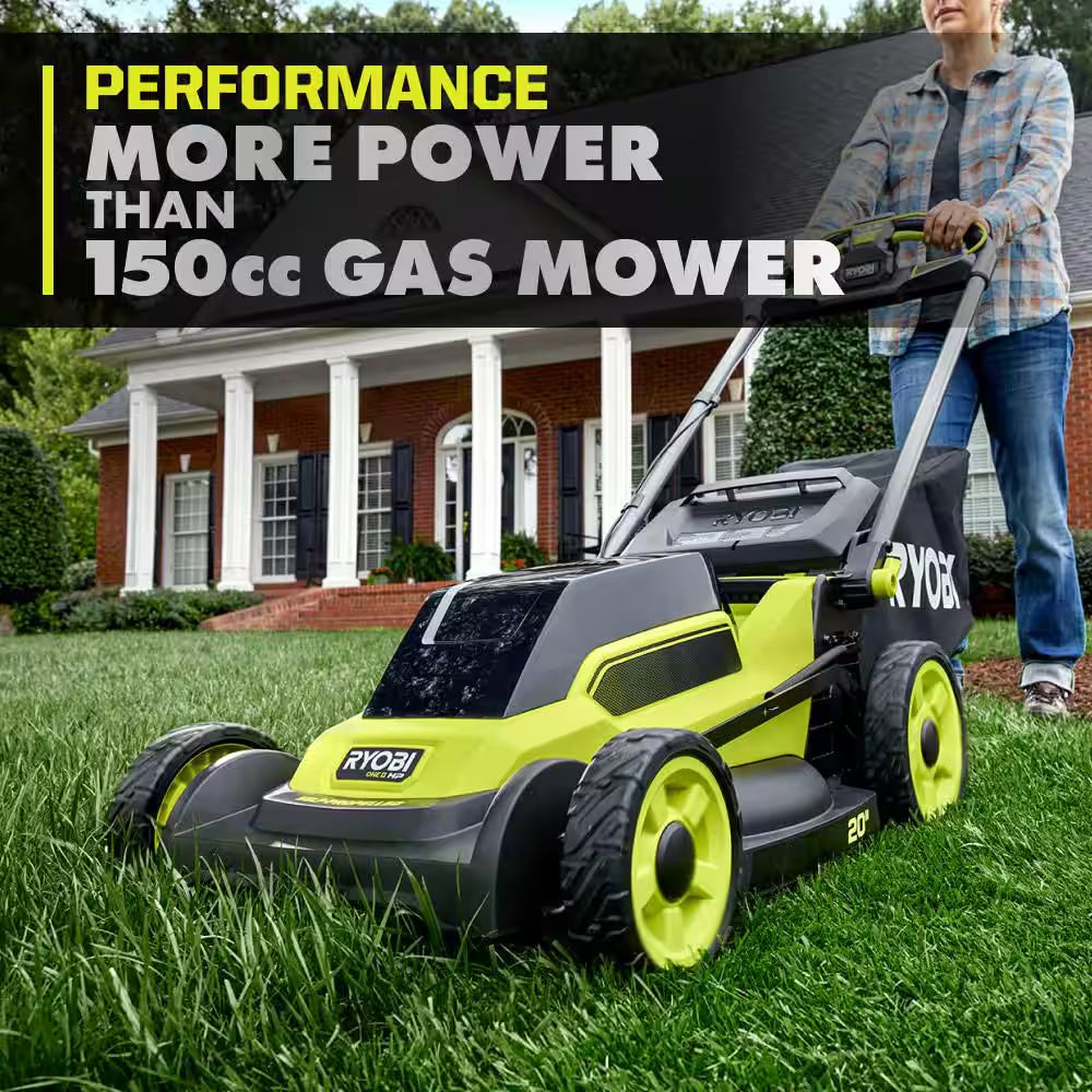 ONE+ HP 18V Brushless 20" Cordless Walk behind Self-Propelled Mower, Blower & String Trimmer W/ (3) Batteries & Chargers
