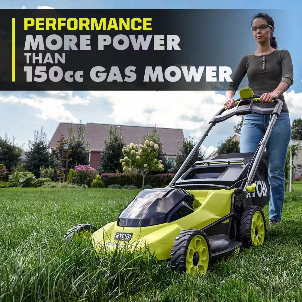 40V HP Brushless 20" Cordless Electric Walk behind Self-Propelled Mower W/ 17" String Trimmer, (2) Batteries & Chargers