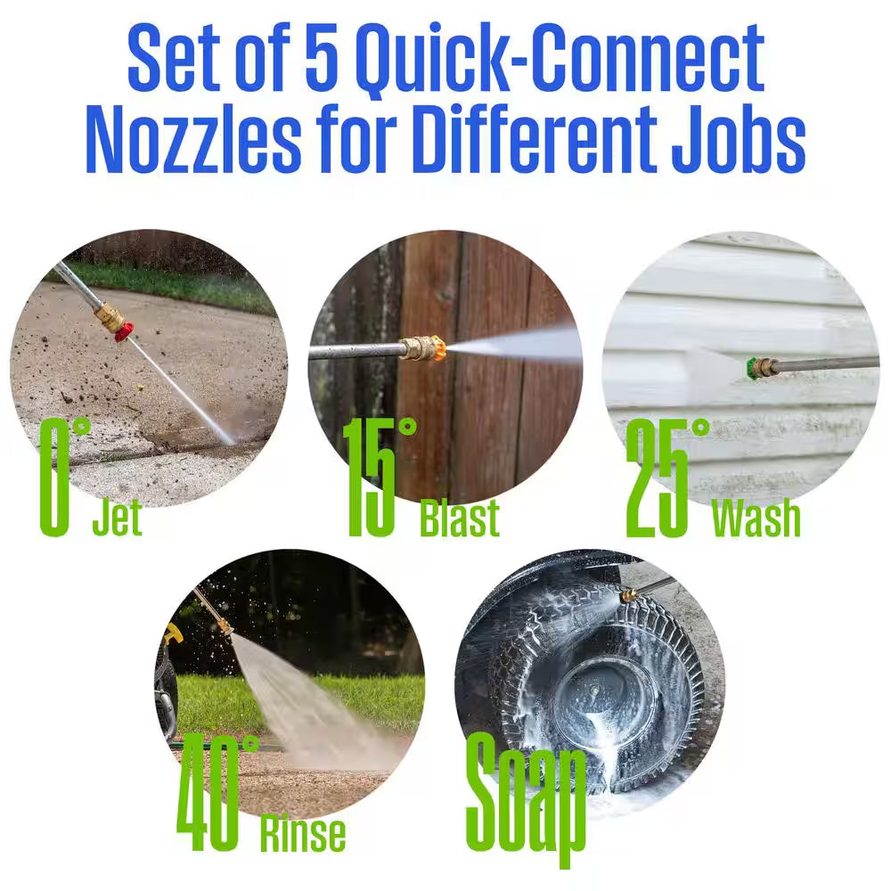 4400 PSI 4.2 GPM 420Cc Gas Powered Triplex Pump Cold Water Pressure Washer with 5-Quick Connect Nozzles