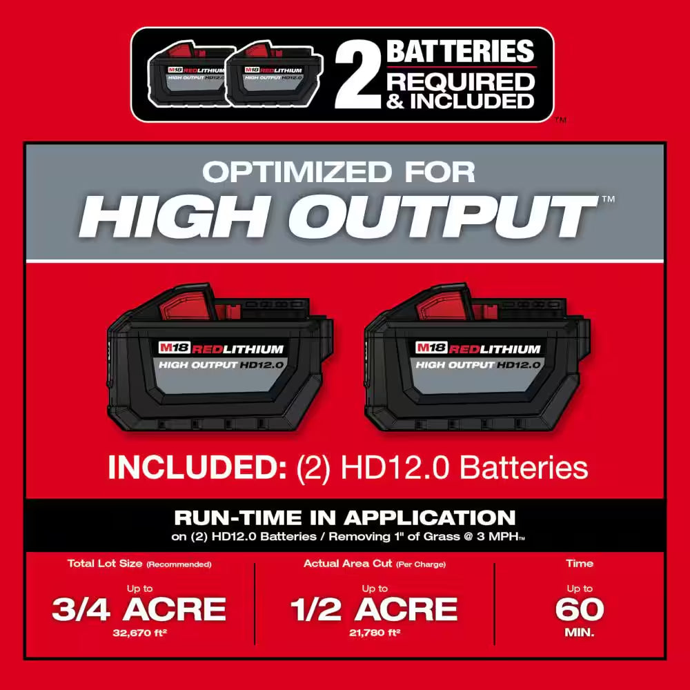 M18 FUEL Brushless Cordless 21 In. Walk behind Self-Propelled Mower with (2) 12Ah Battery, Charger & Dual Battery Blower