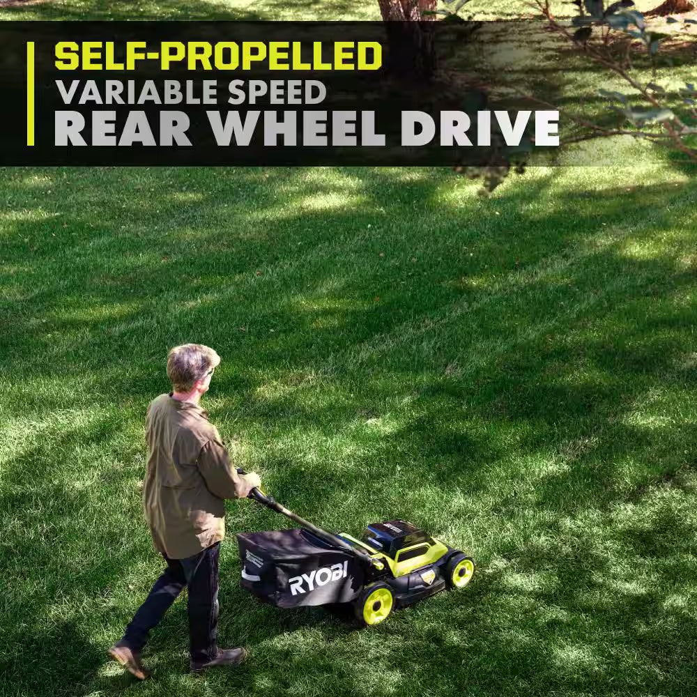 ONE+ HP 18V Brushless 20" Cordless Walk behind Self-Propelled Mower, Blower & String Trimmer W/ (3) Batteries & Chargers