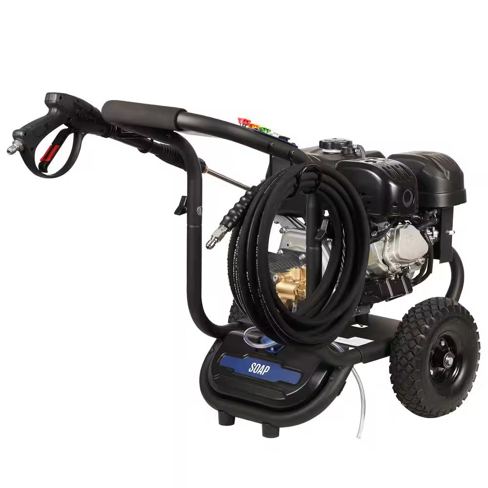 3800 PSI 3.6 GPM 274Cc Gas Powered Triplex Pump Cold Water Pressure Washer with 5-Quick Connect Nozzles