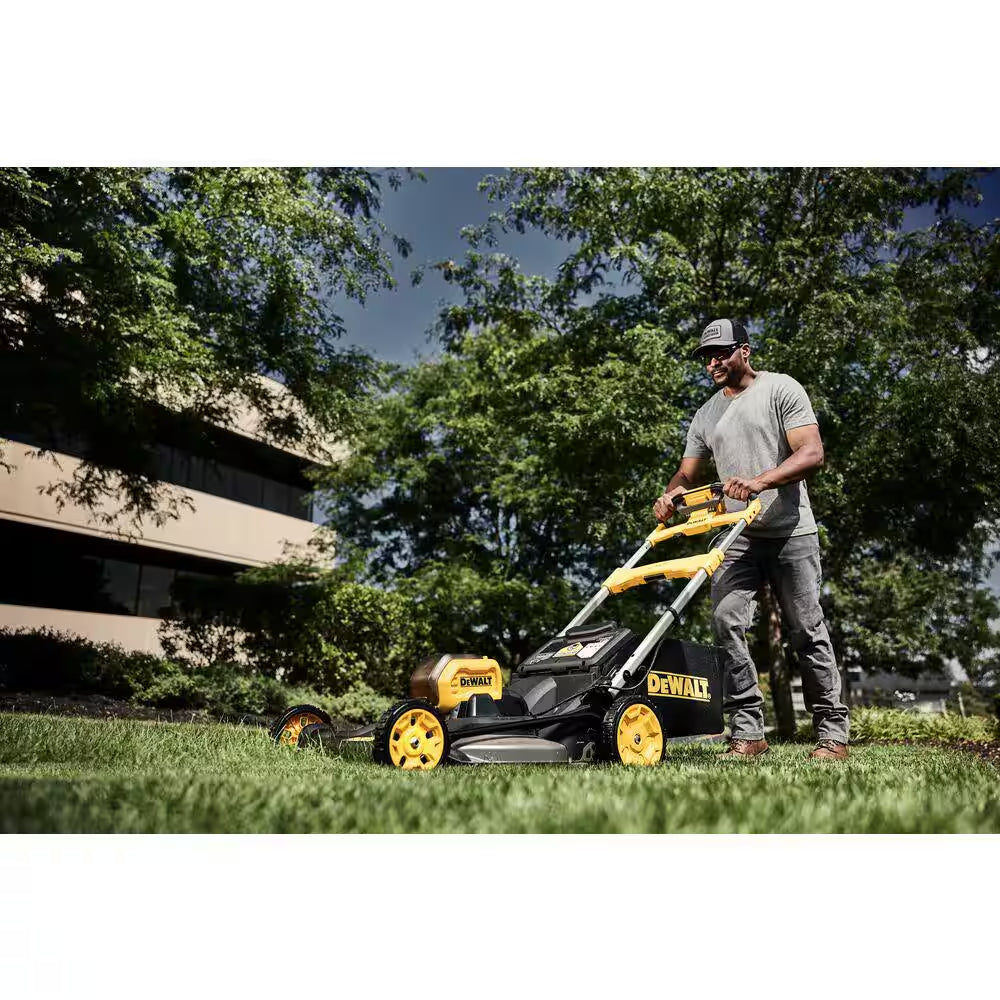 FLEXVOLT 1 X 60V MAX 21 In. Cordless Battery Powered Self Propelled Lawn Mower, Trimmer and Blower W/ (2) 4Ah Batteries