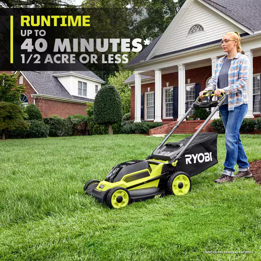 ONE+ HP 18V Brushless 20 In. Cordless Walk behind Self Propelled Mower, Blower & String Trimmer W/ Batteries & Chargers