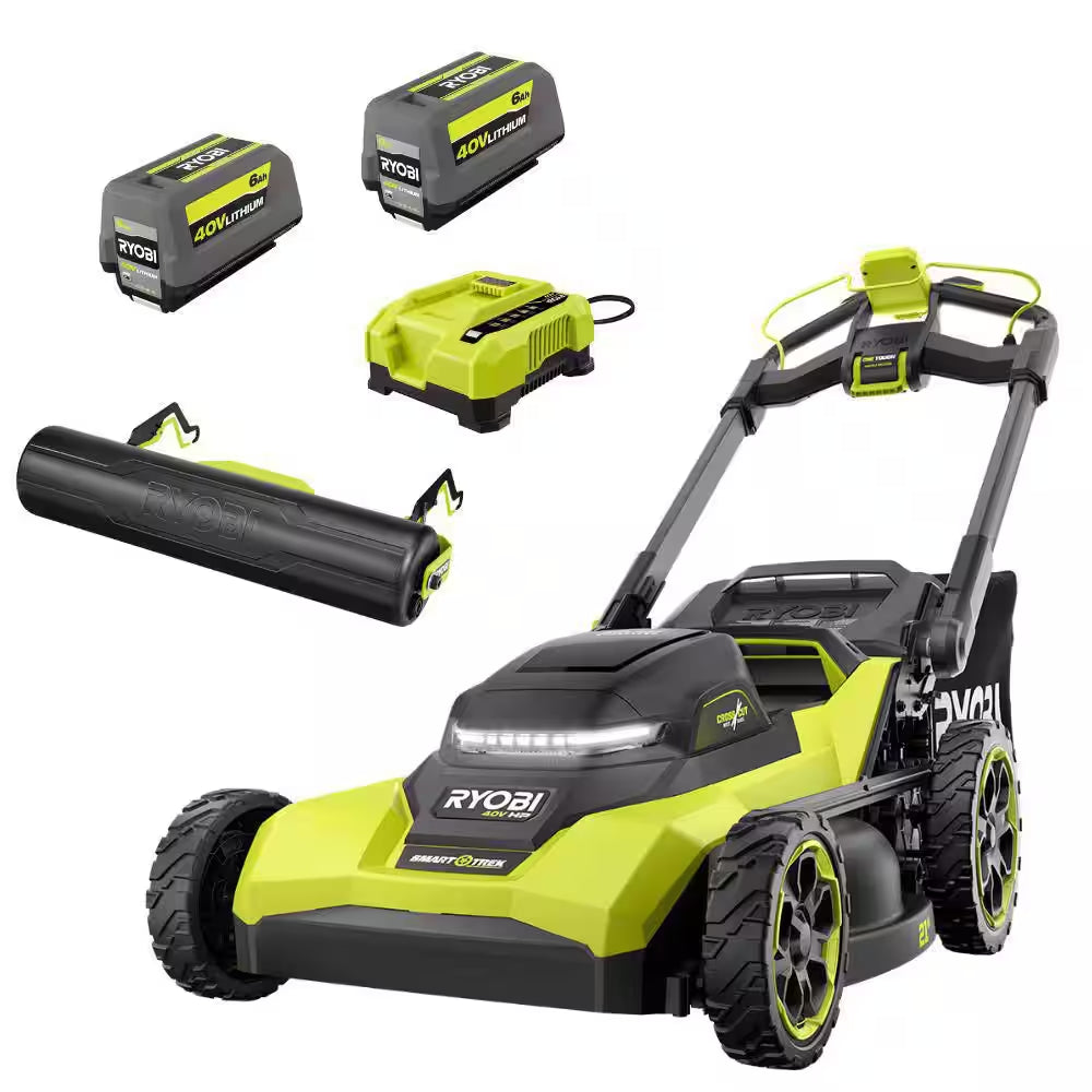 40V HP Brushless 21 In. Cordless Multi-Blade Self-Propelled Mower W/ Lawn Striper Kit & (2) 6.0Ah Batteries and Charger