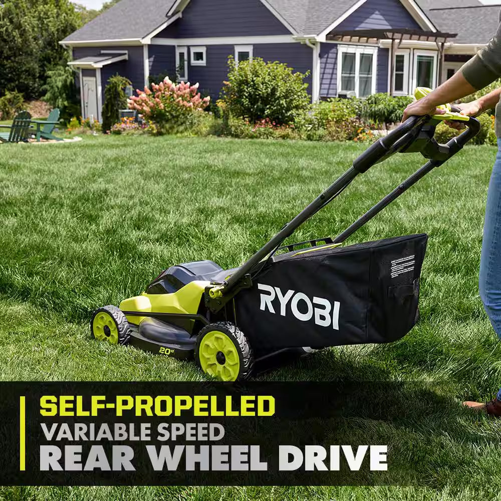 40V HP Brushless 20 In. Walk behind Self-Propelled Mower, 17 in String Trimmer/Edger with (2) Batteries and (2) Chargers