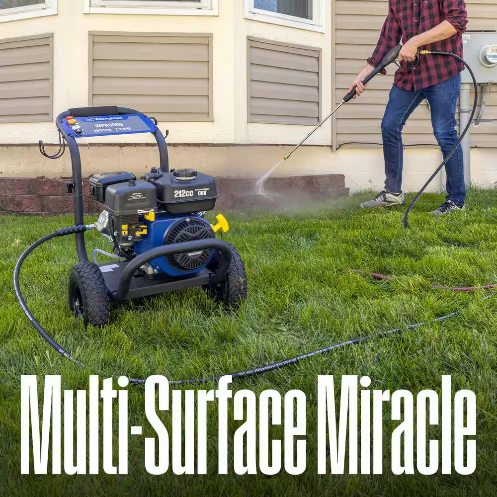3600 PSI 2.7 GPM 212Cc Gas Powered Triplex Pump Cold Water Pressure Washer with 5-Quick Connect Nozzles