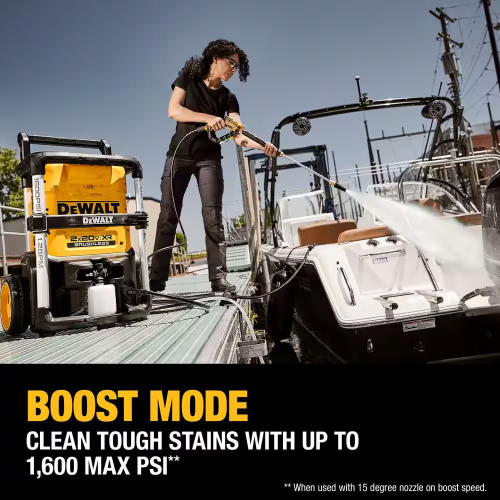 20V MAX 1600 PSI 1.2 GPM Cold Water Cordless Pressure Washer Kit with (2) FLEXVOLT 12 Ah Batteries and (2) Chargers