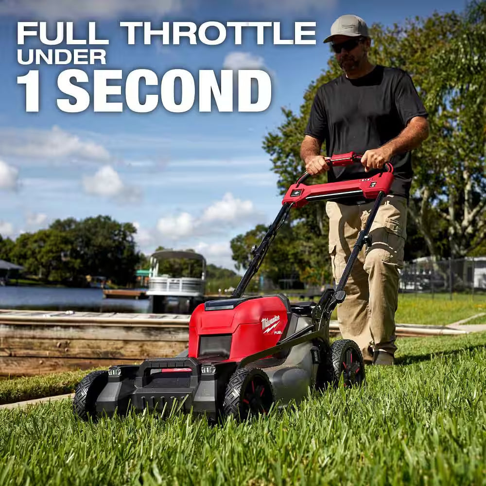 M18 FUEL Brushless Cordless 21 in Dual Battery Self-Propelled Mower W/ String Trimmer, Hedge Trimmer, Chainsaw