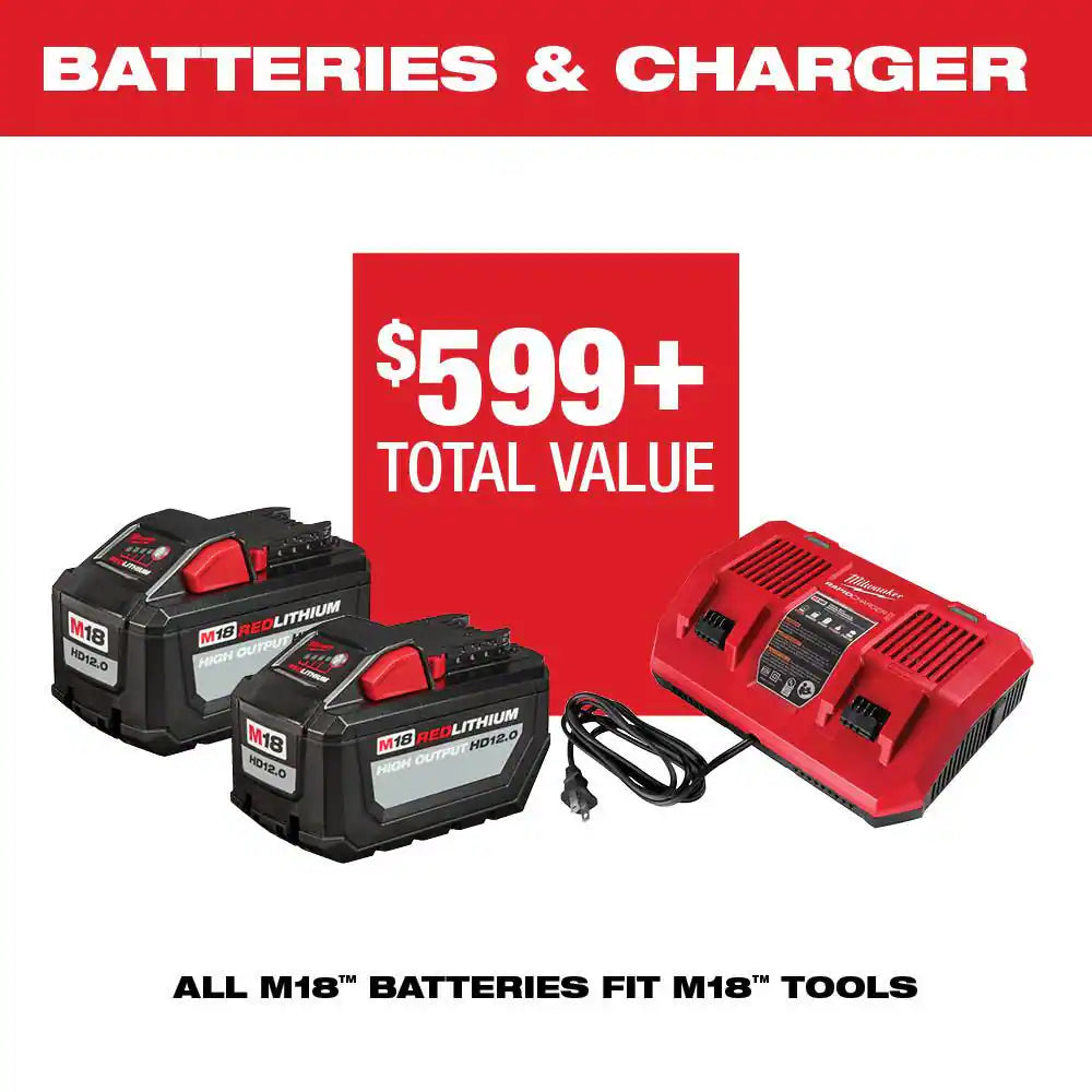 M18 FUEL 18V 21 In. Brushless Cordless Dual Battery Self-Propelled Mower W/ String Trimmer, (3) Batteries, Charger