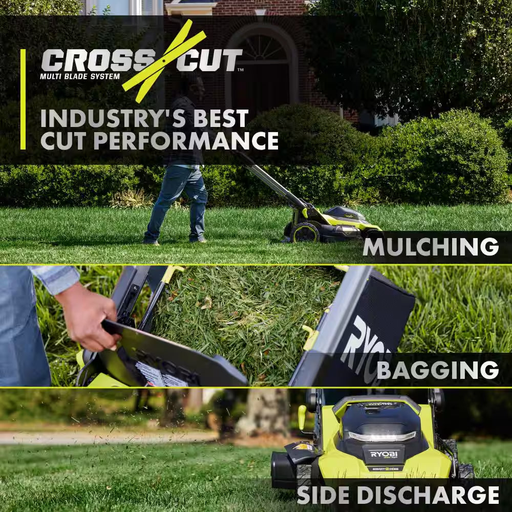 40V HP Brushless 21" Cordless Walk behind Multi-Blade Self-Propelled Mower W/ UV Resistant Cover, Batteries, & Charger
