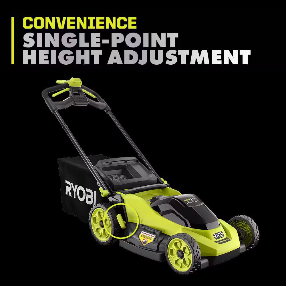 40V HP Brushless 20" Cordless Electric Walk behind Self-Propelled Mower W/ 17" String Trimmer, (2) Batteries & Chargers