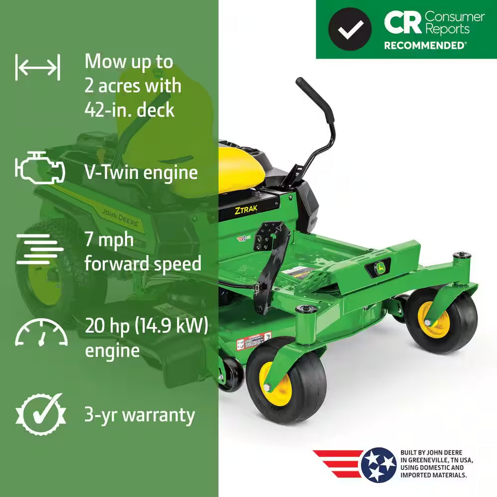 Z315E 42 In. 20 HP Gas Dual Hydrostatic Zero Turn Riding Lawn Mower