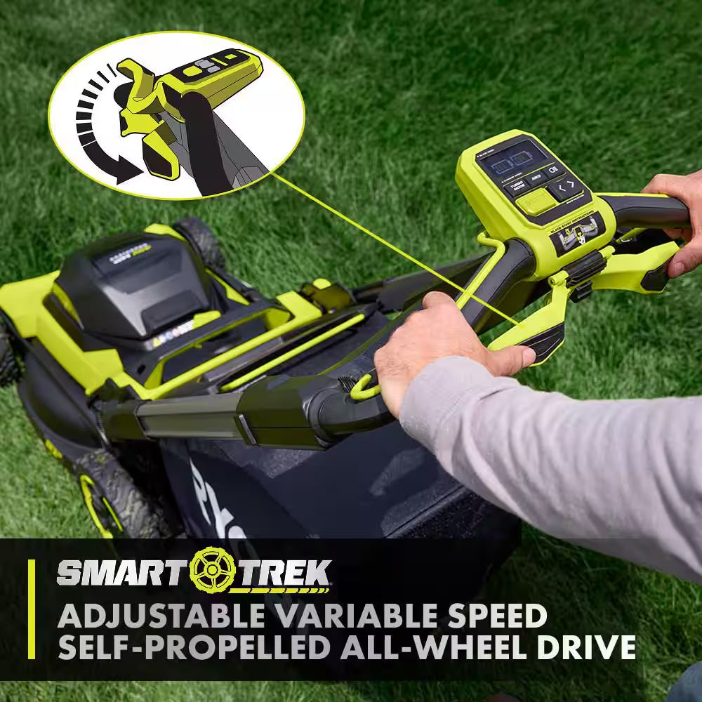 40V HP 21" Brushless Cross Cut Self-Propelled All Wheel Drive Mower W/ 17" String Trimmer-(3) Batteries & (2) Chargers