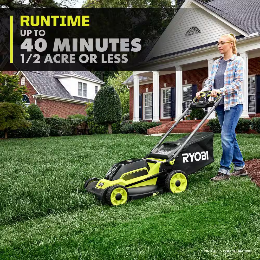 ONE+ HP 18V Brushless 20" Cordless Walk behind Self-Propelled Mower, Blower & String Trimmer W/ (3) Batteries & Chargers