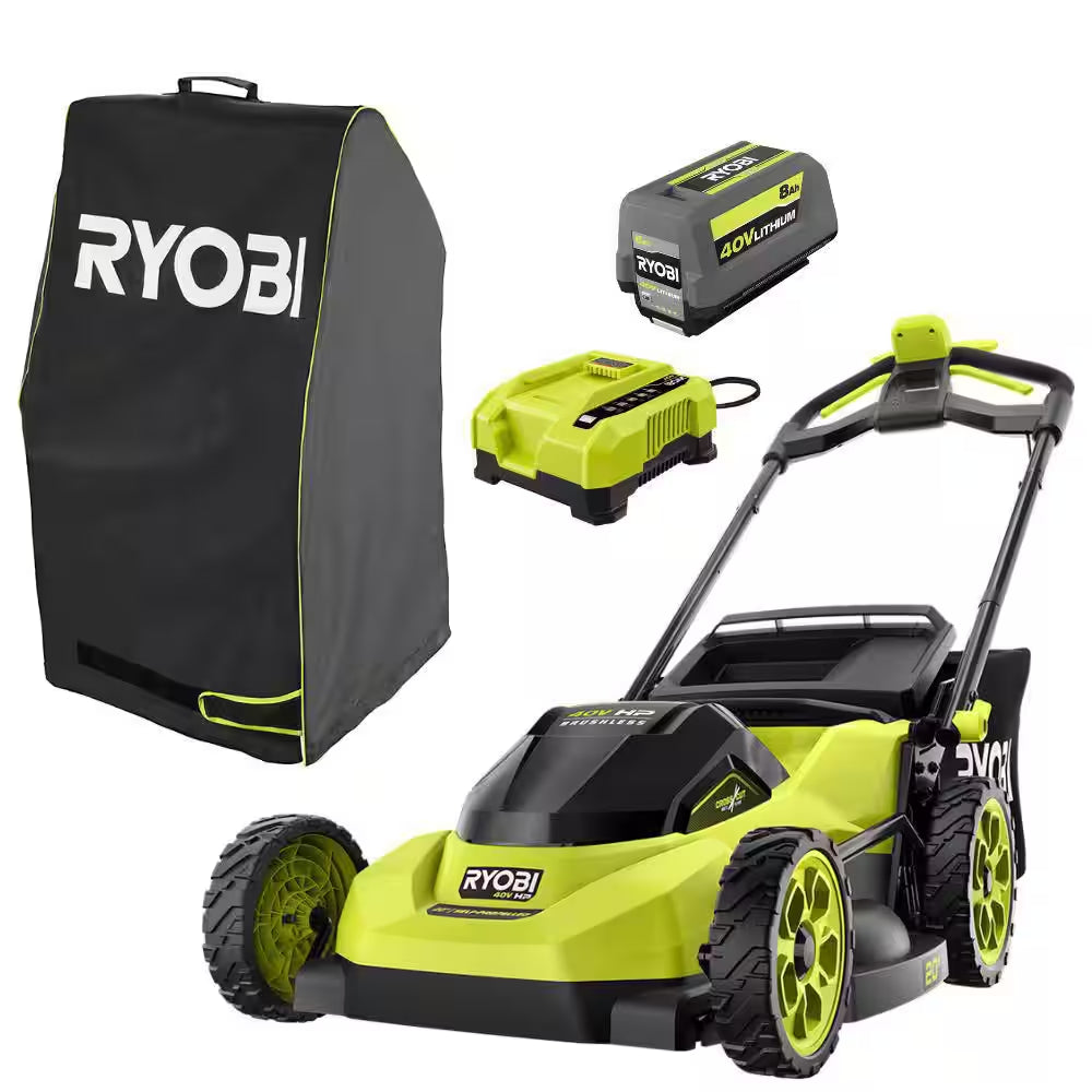 40V HP Brushless 21" Cordless Walk behind Multi-Blade Self-Propelled Mower W/ UV Resistant Cover, Batteries, & Charger