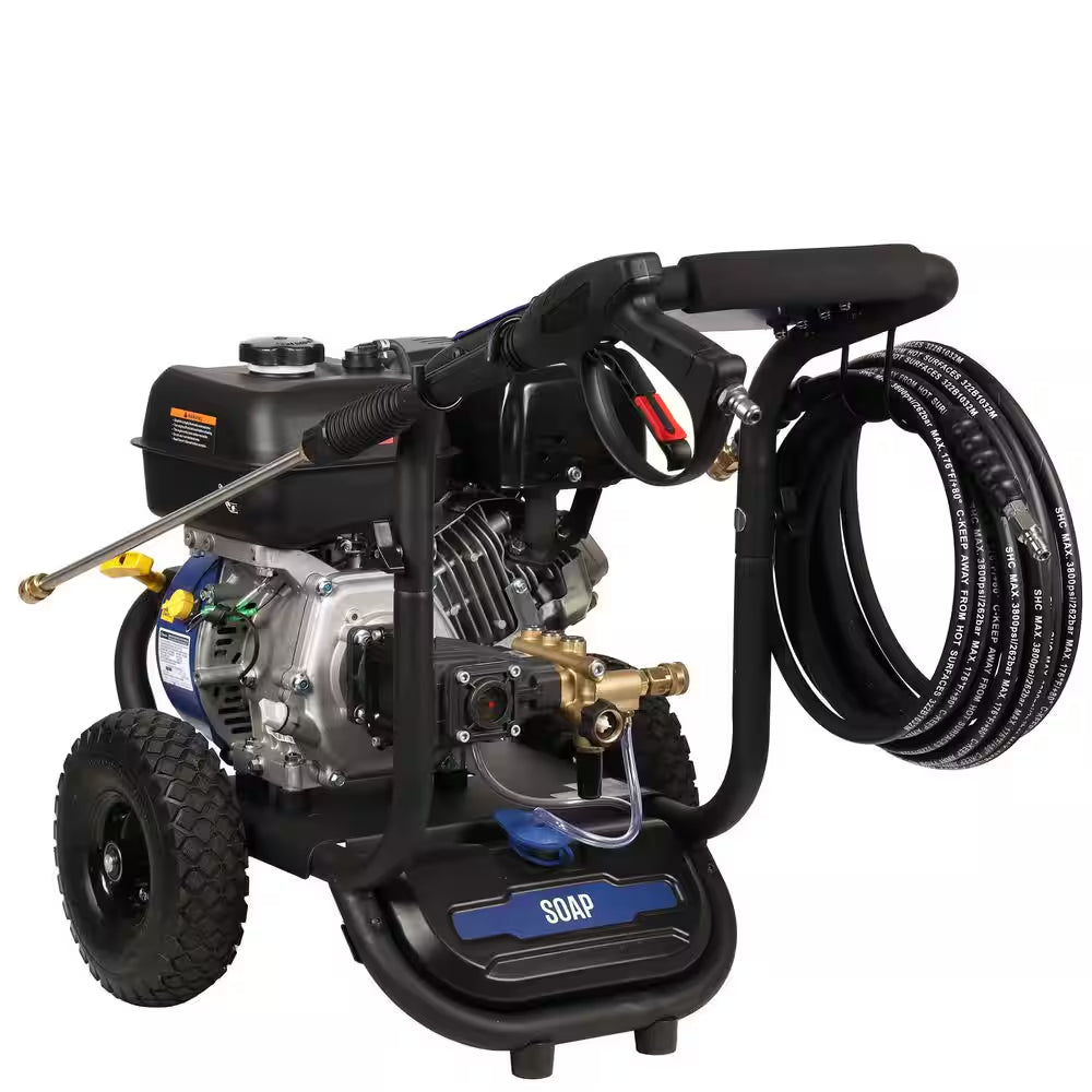 3800 PSI 3.6 GPM 274Cc Gas Powered Triplex Pump Cold Water Pressure Washer with 5-Quick Connect Nozzles