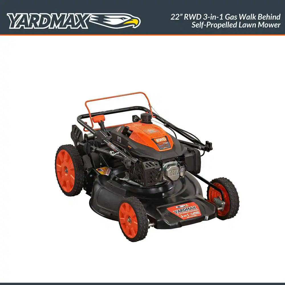 22 In. 201 Cc SELECT PACE 6 Speed CVT High Wheel RWD 3-In-1 Gas Walk behind Self Propelled Lawn Mower