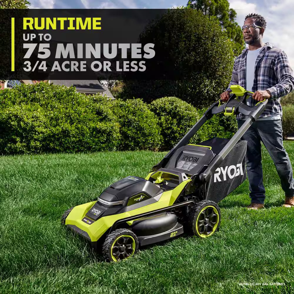 40V HP Brushless 21" Cordless Walk behind Multi-Blade Self-Propelled Mower W/ UV Resistant Cover, Batteries, & Charger