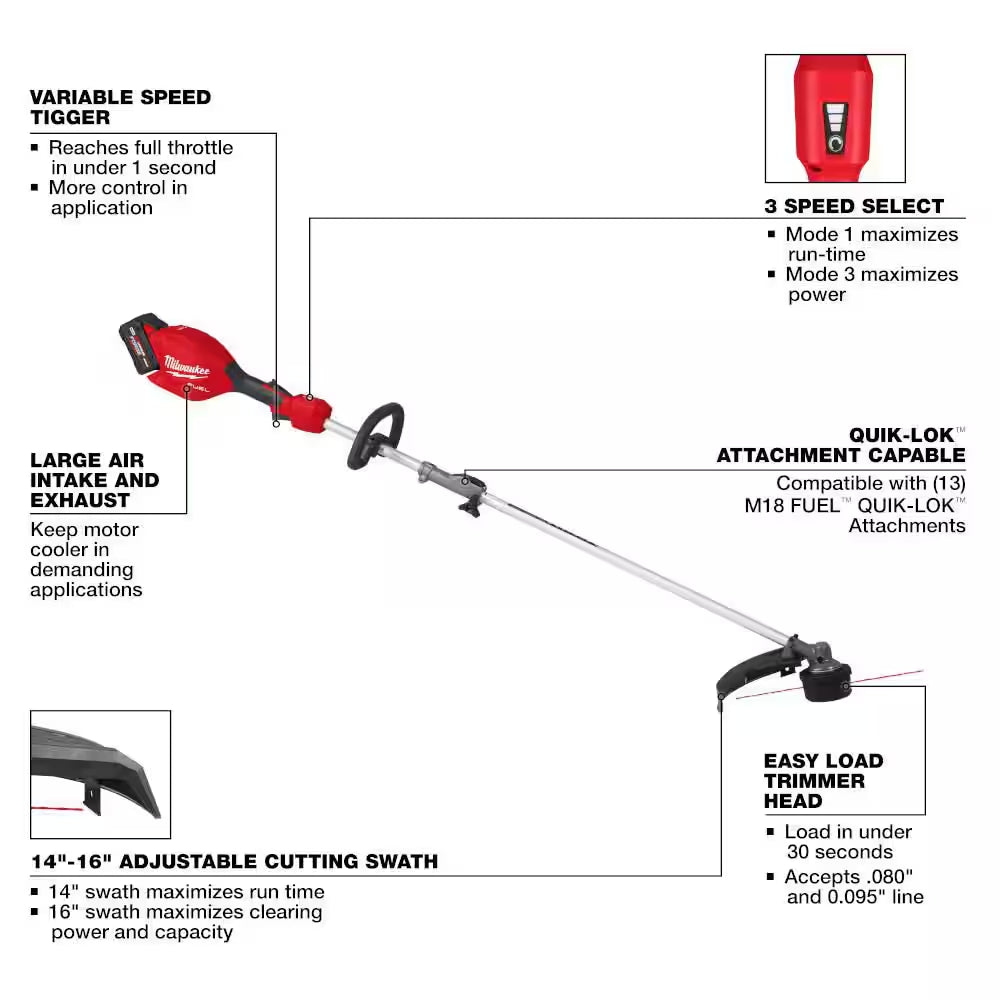 M18 FUEL 18V 21 In. Brushless Cordless Dual Battery Self-Propelled Mower W/ String Trimmer, (3) Batteries, Charger
